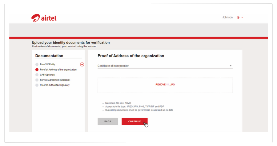 Proof of Business Address Airtel login