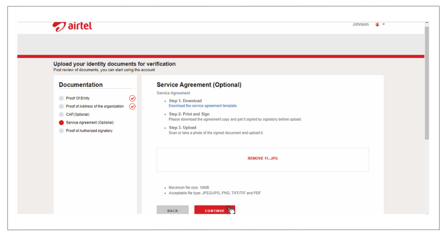 Service Agreement Airtel Login