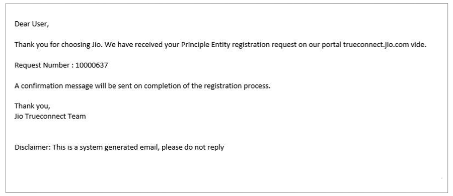 DLT registration mail