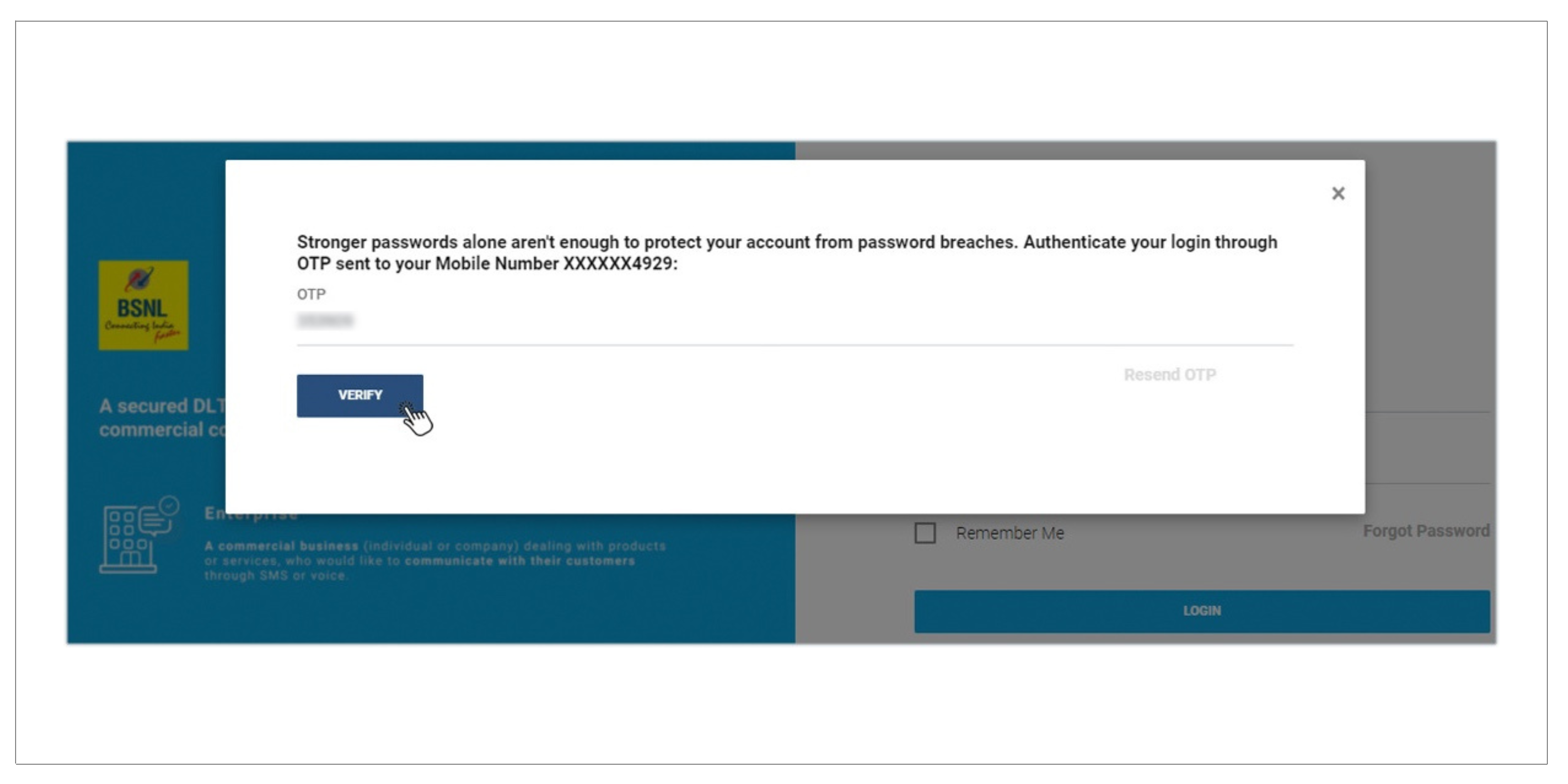 BSNL DLT login verification