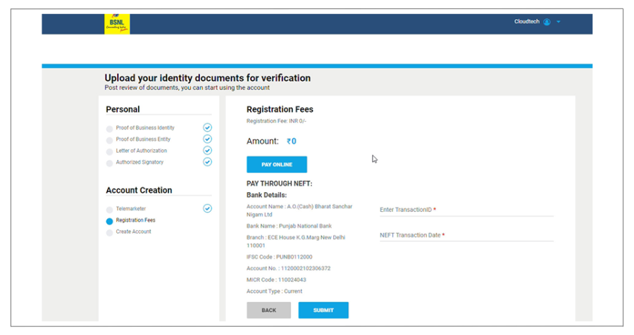 BSNL DLT registration payment