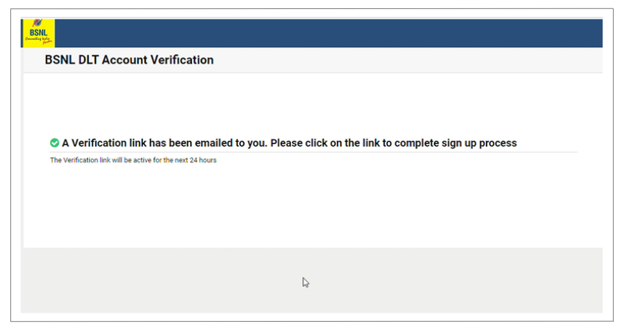 BSNL DLT verification email Link