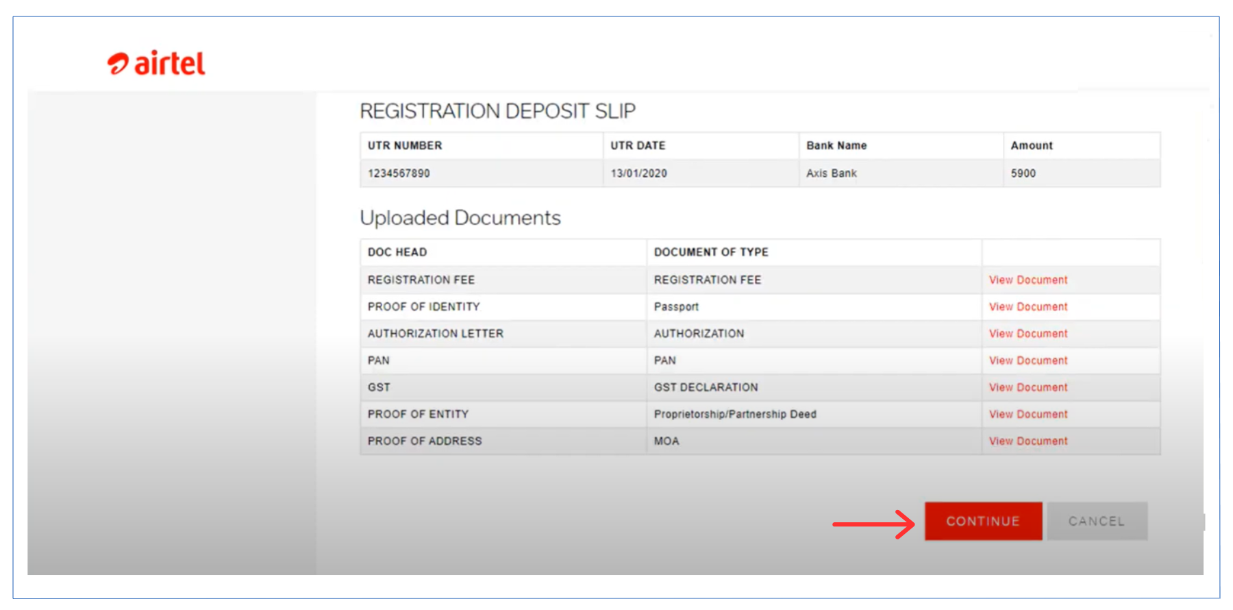 Check Uploaded Documents on Airtel DLT Process