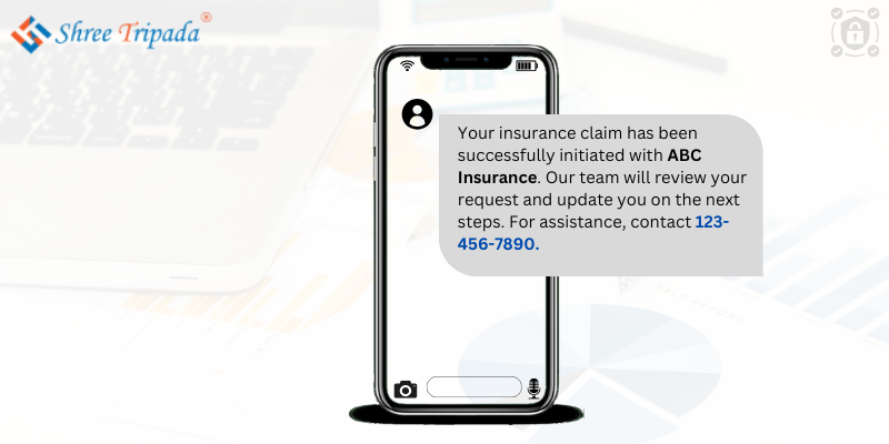 Finance Services informing customer for policy Insurance claim alert via SMS