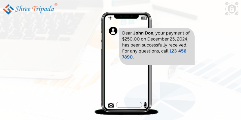 Finance Services informing customer for Payment Confirmation via SMS