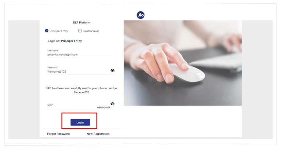 login for DLT JIO