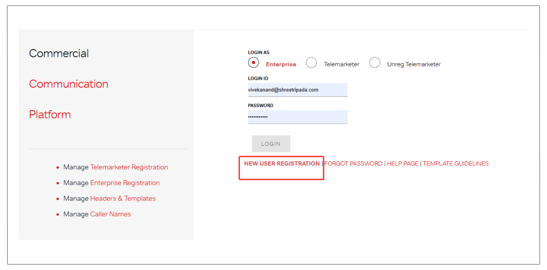 New User Registration on Airtel DLT Process