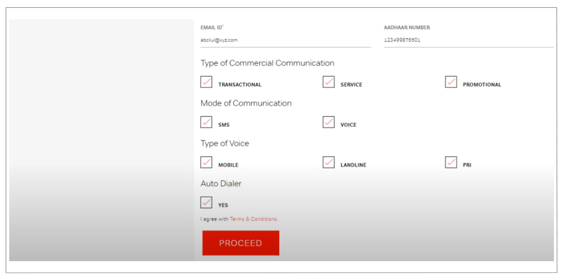 Select Types Communication on Airtel DLT Process